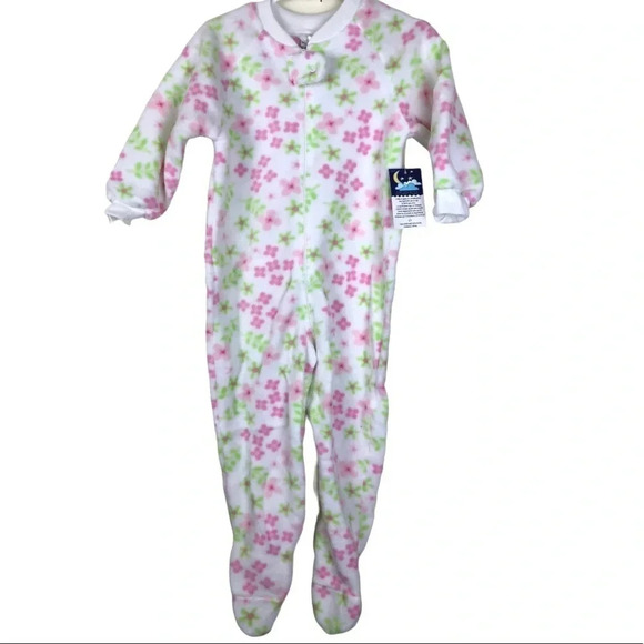 WONDER KIDS NWT GIRLS PAJAMAS WINTER SLEEPWEAR GIRL TODDLER FLORAL PINK SIZE 2T - Picture 3 of 6